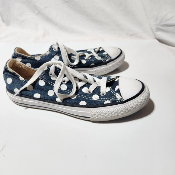 Converse All Star Girls Sneakers – Navy Polka Dot (Size 2) - Picture 3 of 9